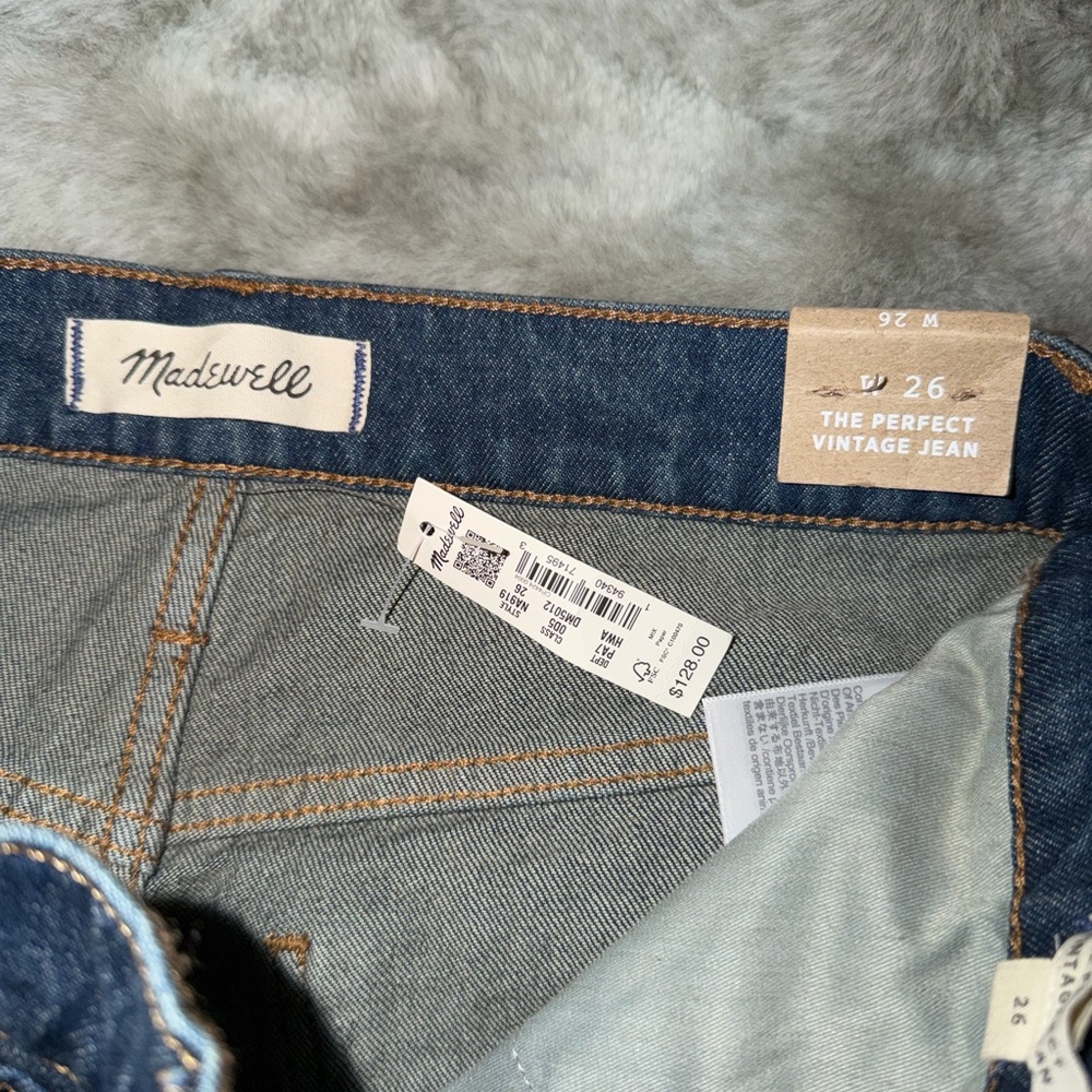 New Madewell Women’s The Perfect Vintage Jeans Dark Blue Straight Jeans Size 26